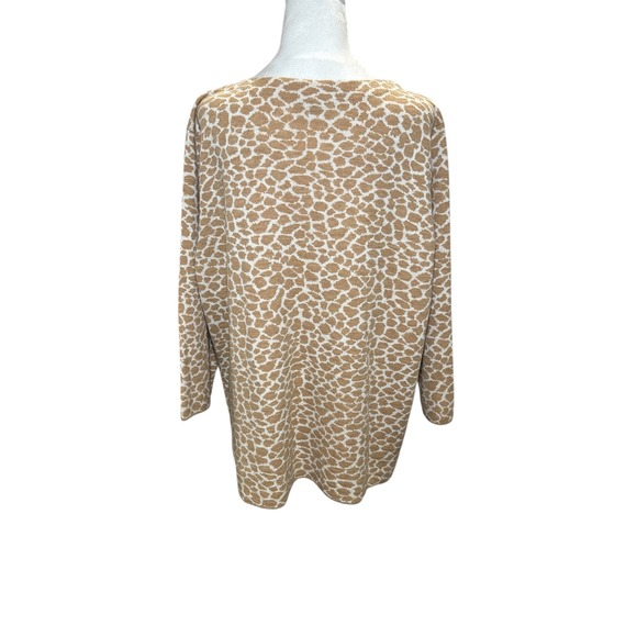 Talbots Beige Cheetah Leopard Animal Print Sweater 3X‎ Plus Wool Cotton Blend - Picture 3 of 8